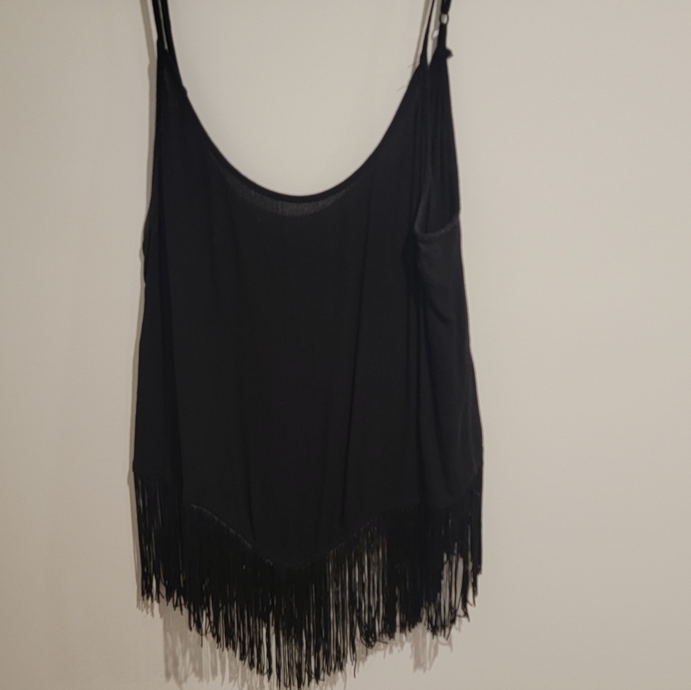 Black-Fringe Bottom Tank Top